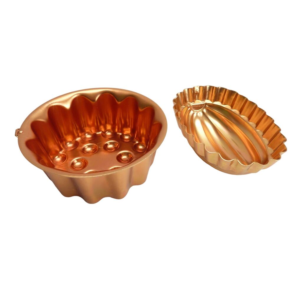 Vintage Copper Colored Aluminum Gelatin Molds Dessert Cake Pan Kitchen Decor